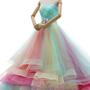 A-Line Sweetheart Court Train Gradient Multi Color Wedding Dress with Ruffles,1125-1