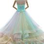 A-Line Sweetheart Court Train Gradient Multi Color Wedding Dress with Ruffles,1125-2