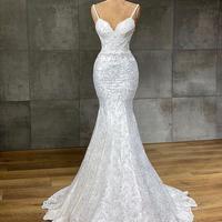 Spaghetti Strap Mermaid Royal Wedding Dress prom gown,1126 - Thumbnail 2