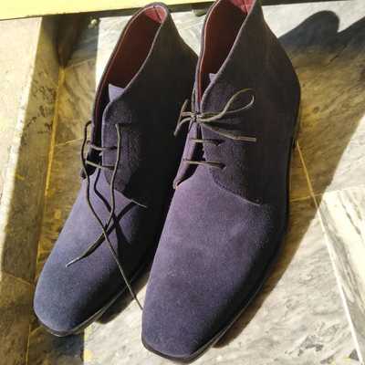 Awesome wear navy blue chukka suede lace up boot - Thumbnail 4