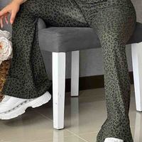 Leopard Print Skinny Flared Pants - Thumbnail 2