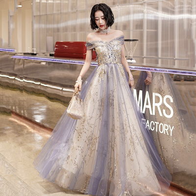 Cute tulle sequins long prom dress evening dress - Thumbnail 4