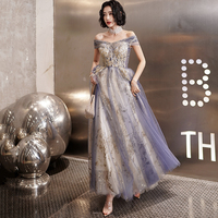 Cute tulle sequins long prom dress evening dress - Thumbnail 1