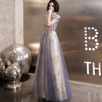 Cute tulle sequins long prom dress evening dress - Thumbnail 2