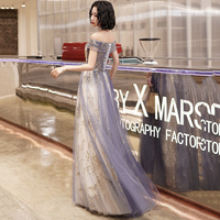 Cute tulle sequins long prom dress evening dress - Thumbnail 3