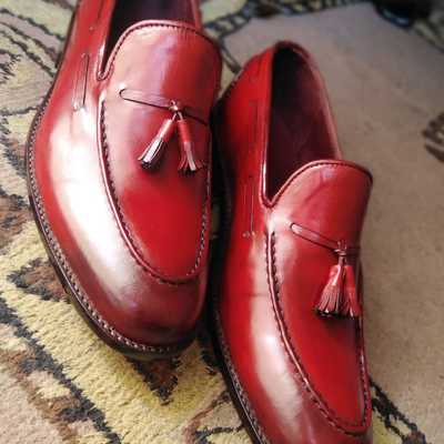 Christmas latest design burgundy loafer leather shoes