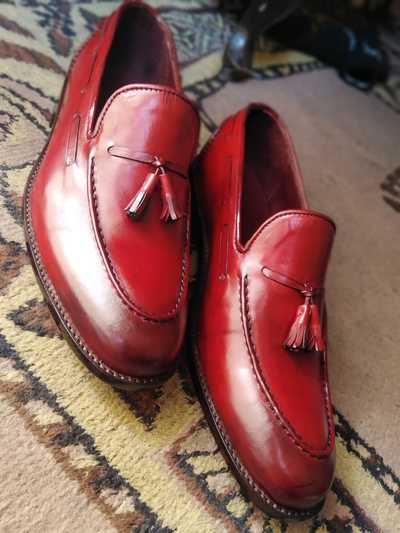 Christmas Latest Design Burgundy Loafer Leather Shoes