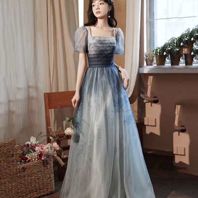 Lovely gradient tulle long prom dress evening dress - Thumbnail 3