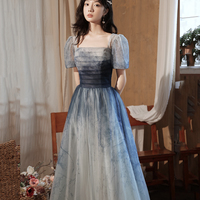 Lovely gradient tulle long prom dress evening dress - Thumbnail 1