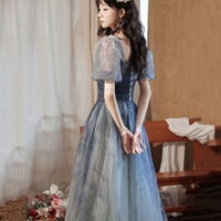 Lovely gradient tulle long prom dress evening dress - Thumbnail 4