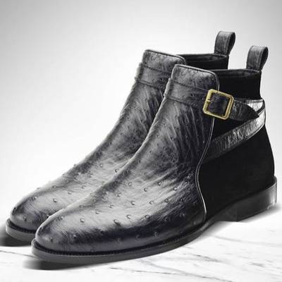 New handmade brown leather lace up ankle boots for men's