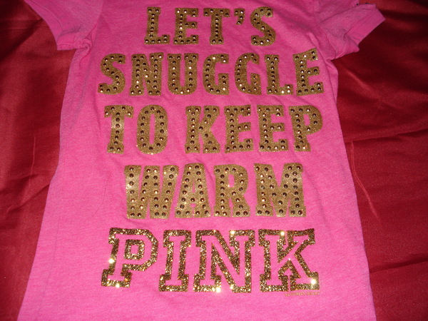 Victoria's Secret Pink Tee w/Bling "Lets Stay Warm"