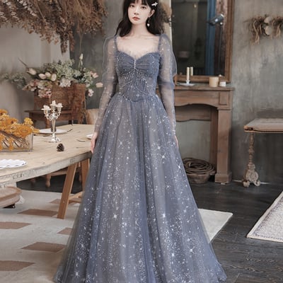 Gray tulle short prom dress gray evening dress - Thumbnail 2