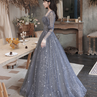 Gray tulle short prom dress gray evening dress - Thumbnail 2