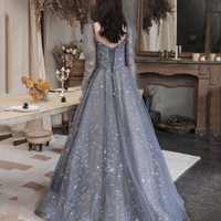 Gray tulle short prom dress gray evening dress - Thumbnail 3