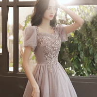 Champagne tulle sequins short prom dress homecoming dress - Thumbnail 3