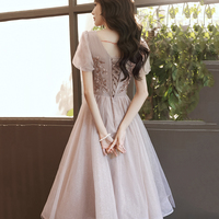 Champagne tulle sequins short prom dress homecoming dress - Thumbnail 4