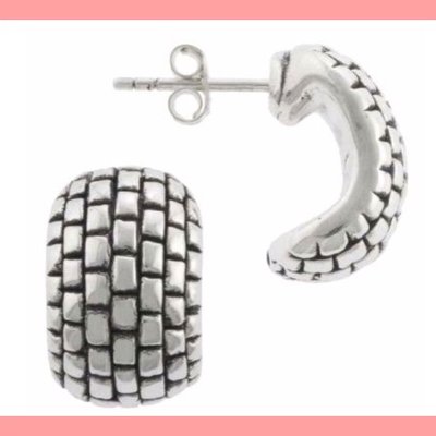 Sterling silver basket weave earrings .925