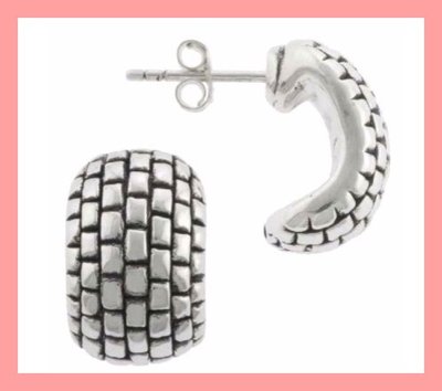 Sterling silver basket weave earrings .925