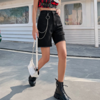 HIGH WAIST RIPPED DENIM SHORTS - Thumbnail 1