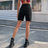 HIGH WAIST RIPPED DENIM SHORTS - Thumbnail 2