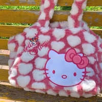 Cute Sweet Pink Kitty Cat Love Heart Plush Shoulder Messenger Bag Purse Aesthetic Casual Summer E-Girl Kawaii Korean Japanese Harajuku - Thumbnail 2