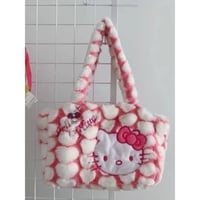 Cute Sweet Pink Kitty Cat Love Heart Plush Shoulder Messenger Bag Purse Aesthetic Casual Summer E-Girl Kawaii Korean Japanese Harajuku - Thumbnail 5