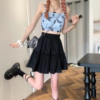 Cute White Ruffles Patchwork High Waist Mini Skirt Fairycore Pleated Preppy Aesthetic Casual Summer E-Girl Kawaii Korean Japanese Harajuku - Thumbnail 5