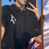 Cute Beige Love Hearts Wide Leg Pants Trouser Bottoms Aesthetic Casual Summer E-Girl Kawaii Korean Japanese Harajuku - Thumbnail 2