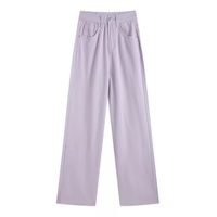 Cute Vintage Purple Baggy Loose Straight High Waisted Pants Wide Leg Denim Trousers Aesthetic Casual Summer E-Girl Kawaii Korean Japanese Harajuku - Thumbnail 5