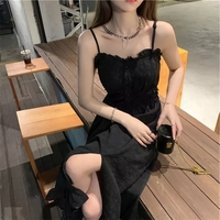 Cute White Ruffle Maxi Dress Fairy Strap Tank Lace Sundress Party Cottage Aesthetic Casual Summer E-Girl Kawaii Korean Japanese Harajuku - Thumbnail 5