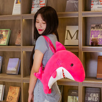 New cute marine animal shark plush school bag - Thumbnail 5