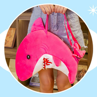 New cute marine animal shark plush school bag - Thumbnail 6