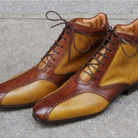 Hand Stitch Brown Fashion Boot Made On Order - Thumbnail 1