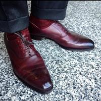 Decent Wear Two Tone Shoes, Men's Wingtip Brogue Shoes, Leather Lace Up Shoes Made On Order - Thumbnail 1