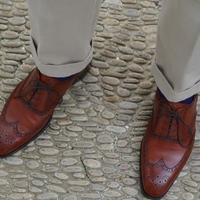 Christmas Sale Dress Wear Brown Wingtip Brogue Leather Office Shoes - Thumbnail 1