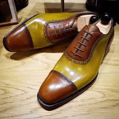 Customize Winter Two Tone Cap Toe Fashion Leather Lace Up Walking Shoes