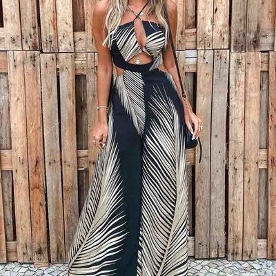 Women's printed sexy sling jumpsuit