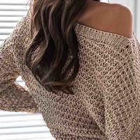 Loose Long-Sleeved Knitted Sweater - Thumbnail 2