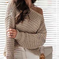 Loose Long-Sleeved Knitted Sweater - Thumbnail 1