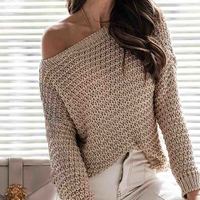 Loose Long-Sleeved Knitted Sweater - Thumbnail 3