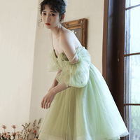 Green tulle short prom dress cocktail dress - Thumbnail 2