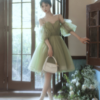 Green tulle short prom dress cocktail dress - Thumbnail 6