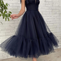 Blue tulle short prom dress blue homecoming dress - Thumbnail 4