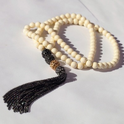 Anya beaded pave tassel necklace