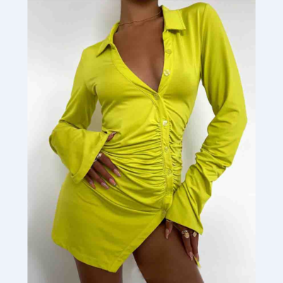 Solid color long sleeve dress