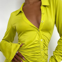 Solid Color Long Sleeve Dress - Thumbnail 1