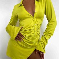 Solid Color Long Sleeve Dress - Thumbnail 2