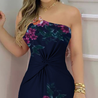 Women'S Printed Tight-Fitting Sleeveless Dress - Thumbnail 1