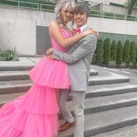 High Low Hot Pink Tiered Prom Dress with Spaghetti Straps,574 - Thumbnail 3